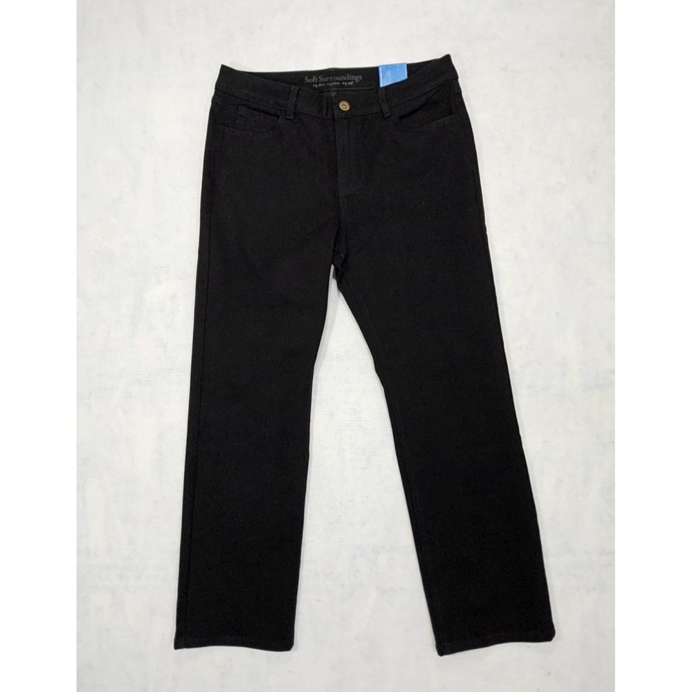 Soft Surroundings Jeans 14P Classic NEW Triple S Relaxed Straight‎ Black Stretch